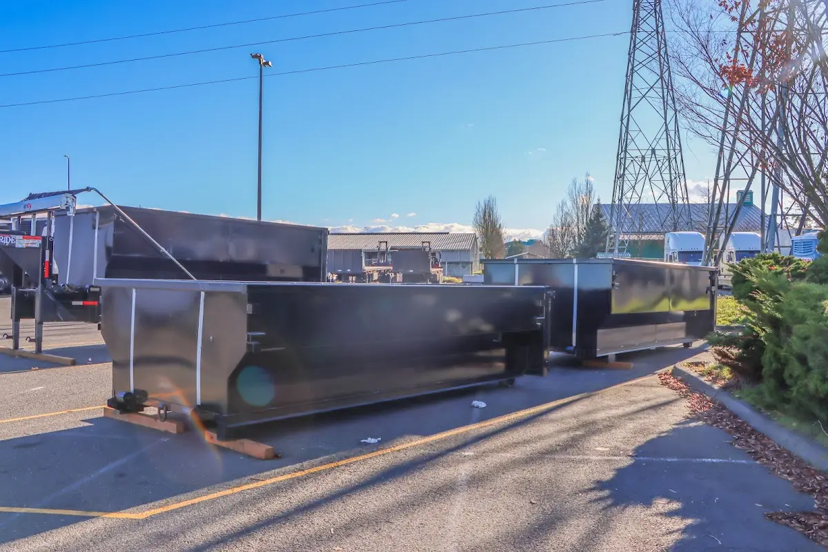 Roll-off dumpster ready for waste disposal at job site for 2 Yard Dumpster Rental in Lebanon